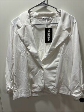 Doublju Cream Single-Button Blazer